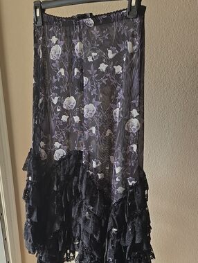 Dolls Kill Black & Purple Floral Maxi Skirt